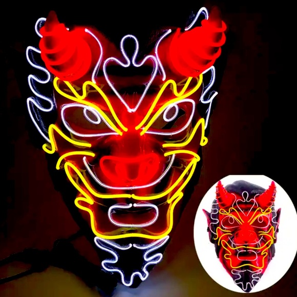 Oni Devil Halloween LED Mask - Picture 1 of 3